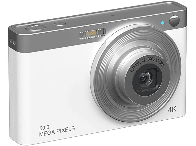 SYNTEK Hochauflösende 4K-Digitalkamera - Autofokus, 50 Megapixel Digitalkamera weiß, 8X opt. Zoom, LCD