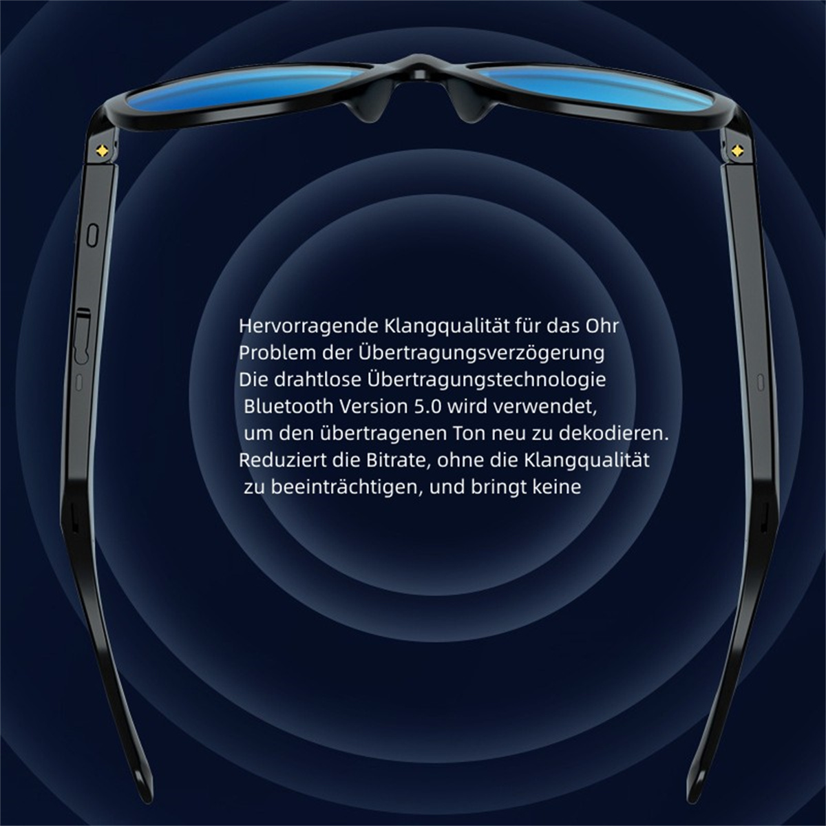 SYNTEK Bluetooth Sport Brille Sonnenbrille, 5.0 On-ear Bluetooth Wireless Hören Blau Ohrstöpsel blau Brille In-Ear Headset Bluetooth
