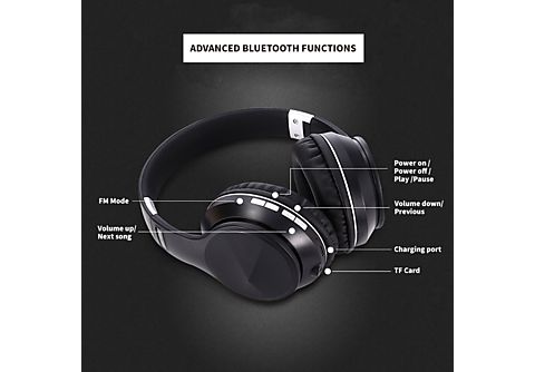 SYNTEK Schwarzgold kabelloses Bluetooth-Headset - Kopfbügel faltbar,  Bass-Stereoklang, Over-ear Bluetooth-Kopfhörer Bluetooth Eisenhaltig |  MediaMarkt