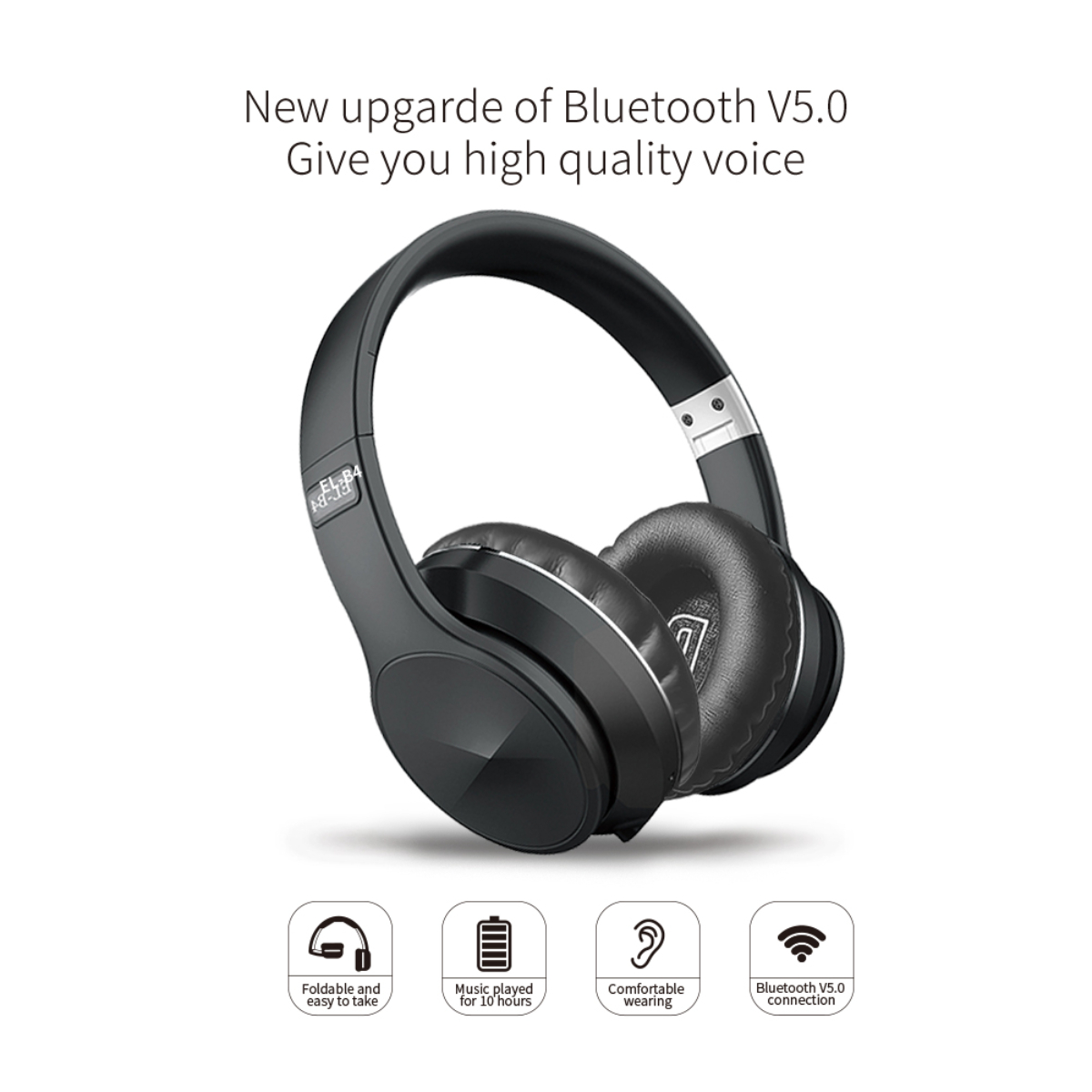 Orange Bluetooth-Headset kabelloses Bluetooth SYNTEK faltbar, orange - Over-ear Kopfbügel Bass-Stereoklang, Bluetooth-Kopfhörer