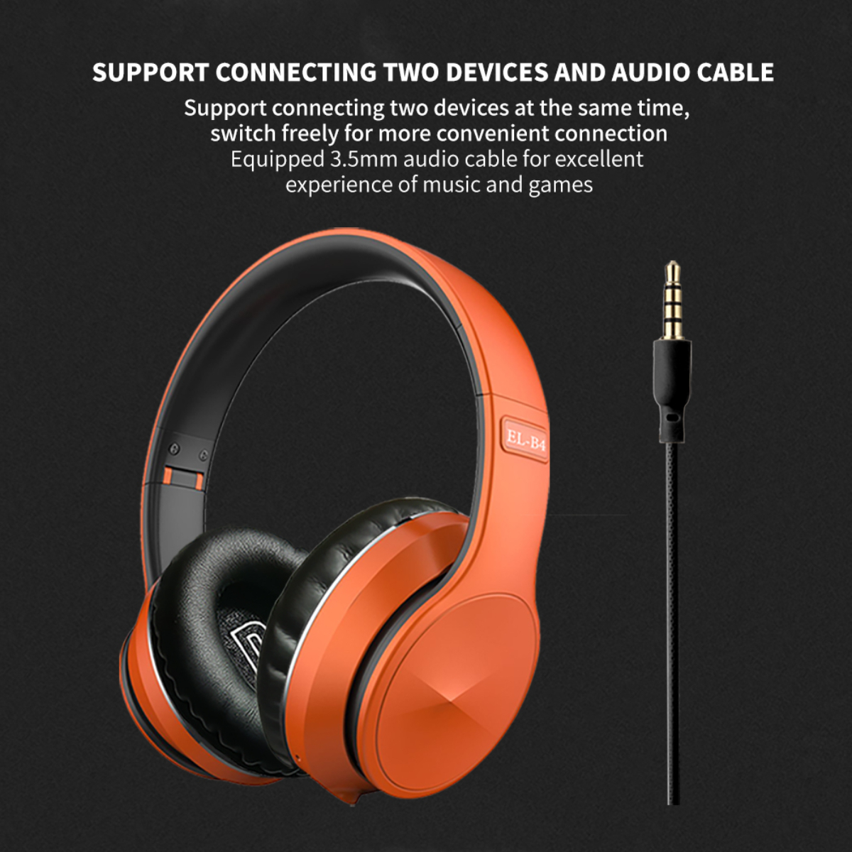 Eisenhaltig Bluetooth-Headset SYNTEK Schwarzgold kabelloses Bluetooth-Kopfhörer Over-ear Bluetooth faltbar, Kopfbügel - Bass-Stereoklang,