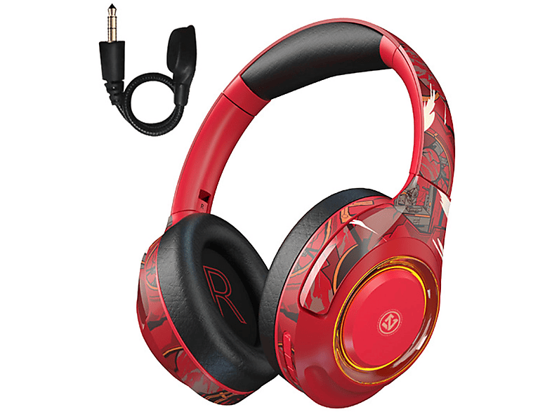 SYNTEK Rotes Bluetooth-Headset intelligente Geräuschunterdrückung, High Bluetooth Fidelity-Klangqualität, - kabelloses Bluetooth-Kopfhörer rot Over-ear