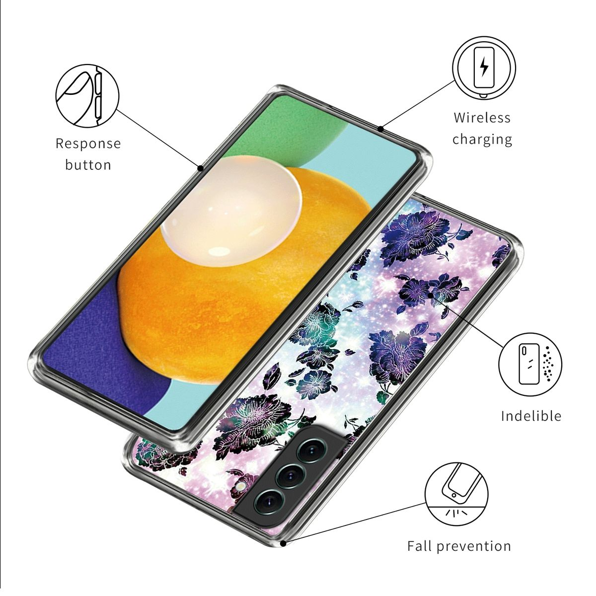 WIGENTO Design Aufdruck Muster dünn TPU Samsung, Hülle Backcover, Motiv & S23 5G, Galaxy Transparent robust, mit