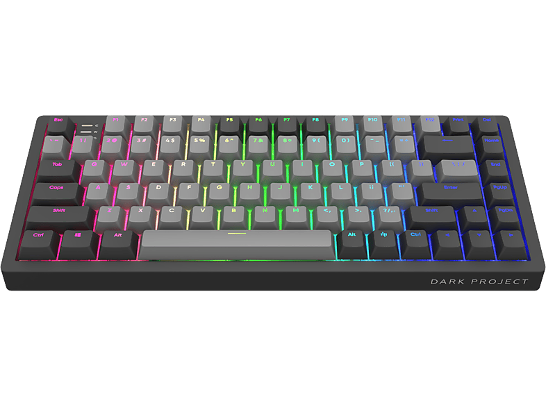 DARK PROJECT Tastatur, KD83A Gateron (ENG), - Gaming Mechanisch Teal Cap Black/Grey