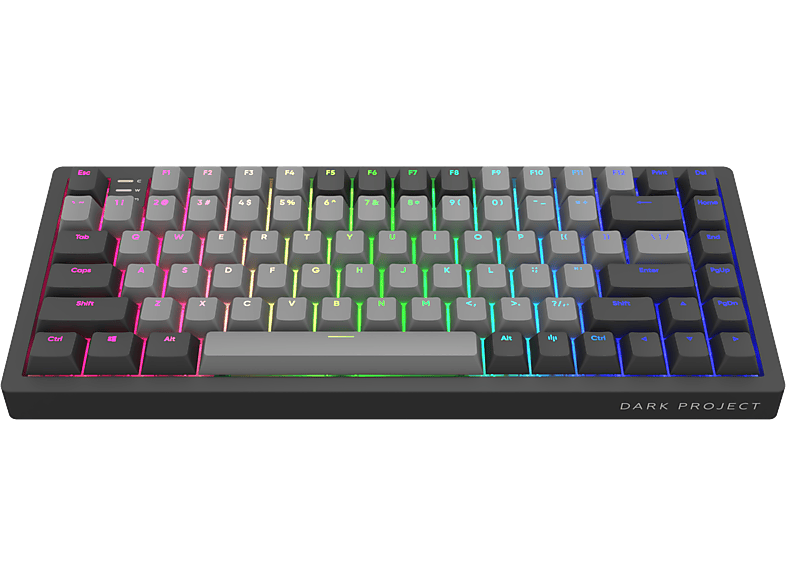 Lieferung am nächsten Tag DARK PROJECT KD83A Black/Grey - Gaming Gateron Mechanisch Cap Tastatur, Teal (ENG)