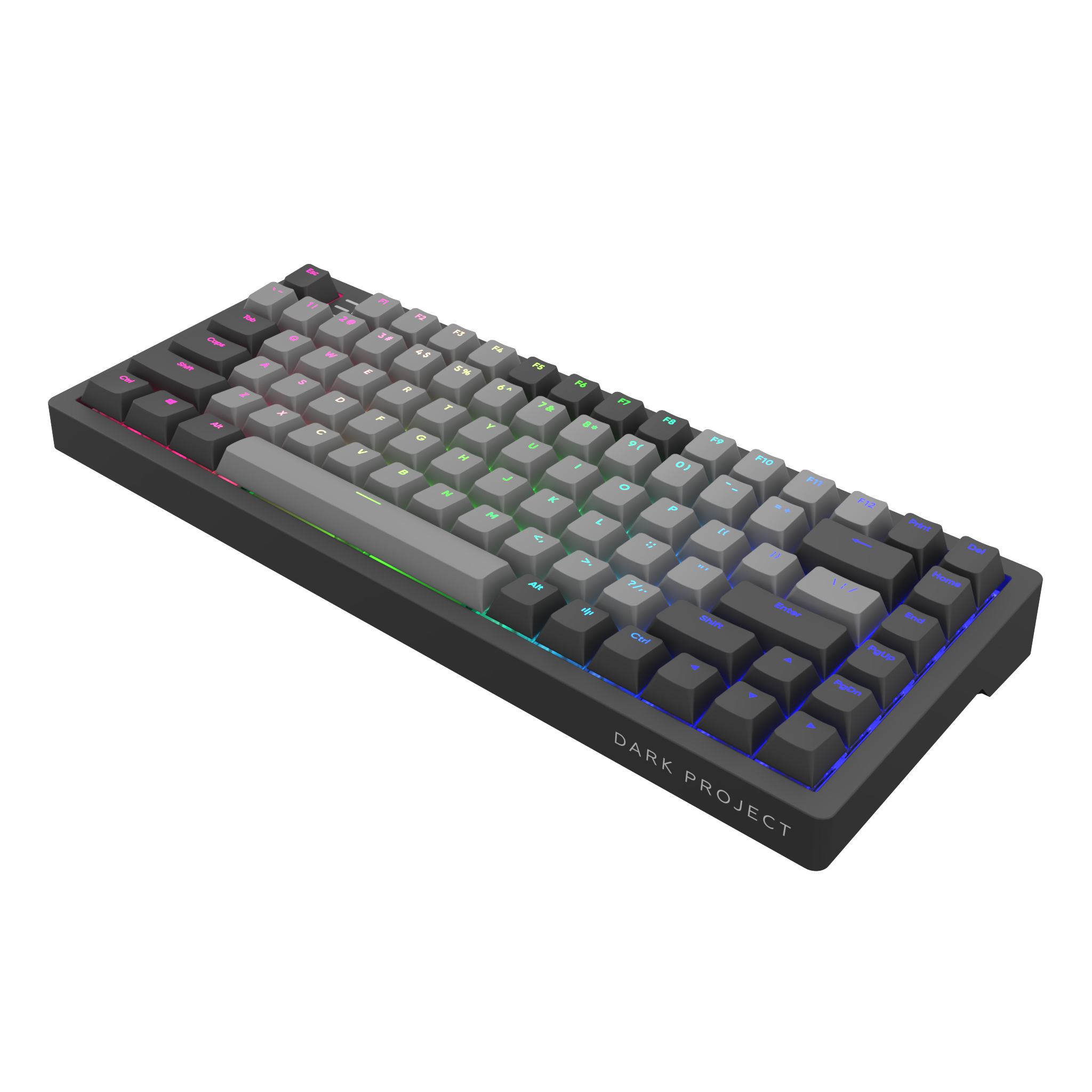 Mechanisch Tastatur, Black/Grey KD83A (ENG), PROJECT Gateron Gaming - Teal Cap DARK