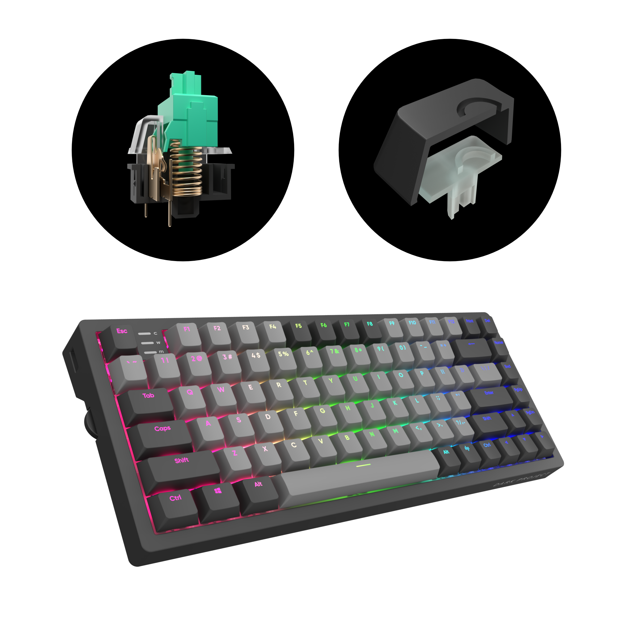 Gateron Tastatur, Teal Mechanisch Gaming (ENG), KD83A PROJECT - DARK Black/Grey Cap