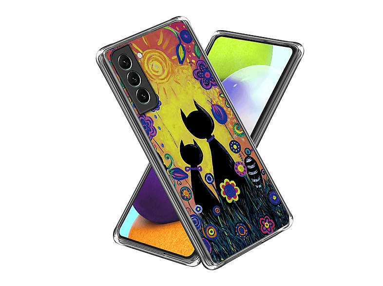 WIGENTO Design Muster TPU & Backcover, Galaxy Samsung, S23 mit dünn Hülle 5G, Transparent Motiv Aufdruck robust