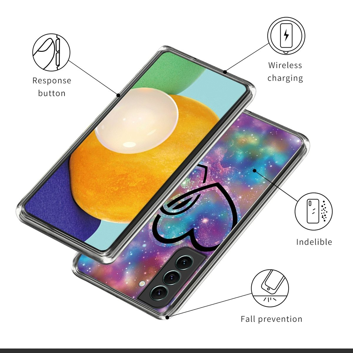 WIGENTO Design Muster Motiv robust, Samsung, dünn Aufdruck Galaxy Backcover, Transparent 5G, S23 Hülle mit & TPU
