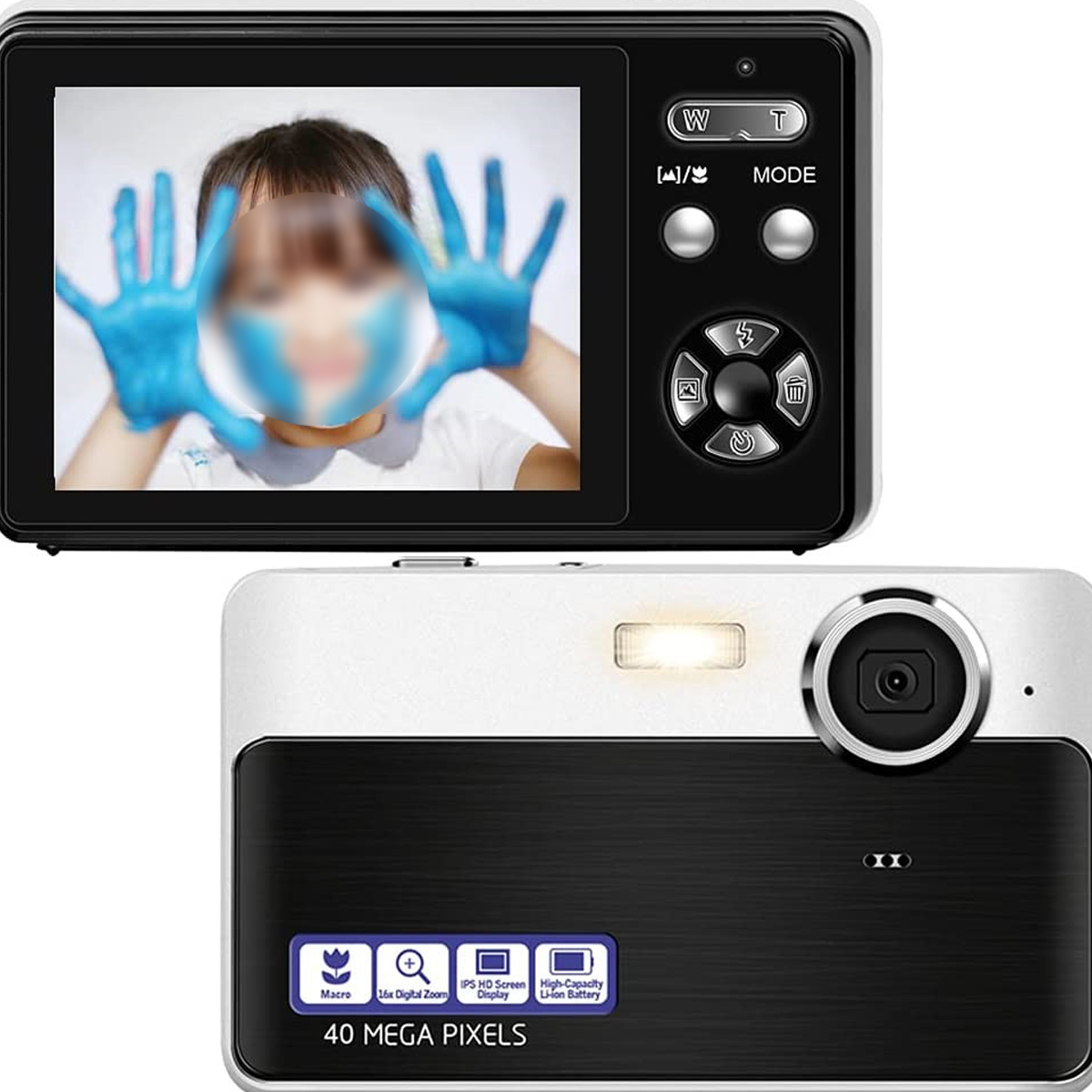 LCD- und Makrofunktion, 48-Megapixel-Digitalkamera kompakt Schwarz, tragbar SYNTEK Digitalkamera mit