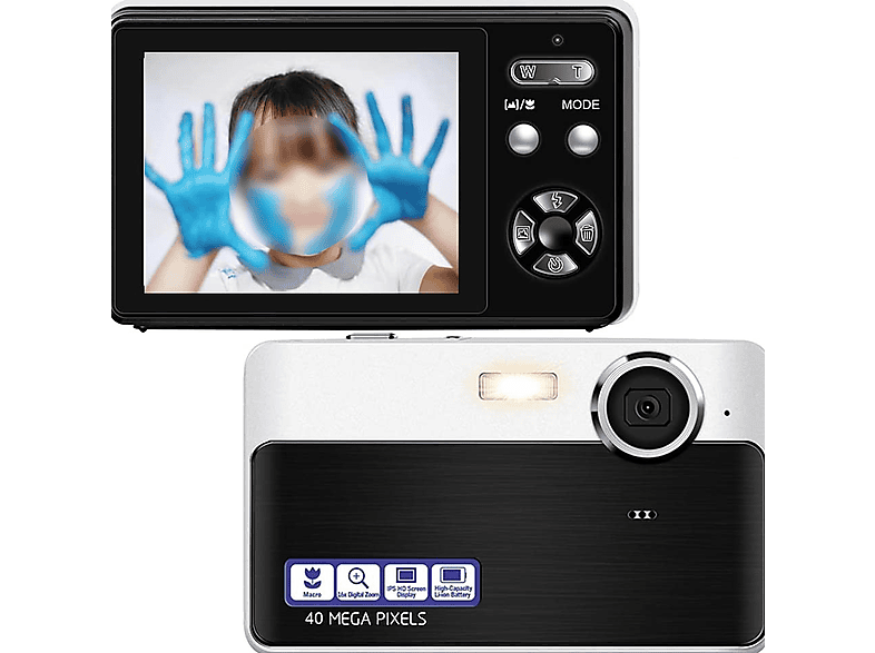 LCD- und Makrofunktion, 48-Megapixel-Digitalkamera kompakt Schwarz, tragbar SYNTEK Digitalkamera mit