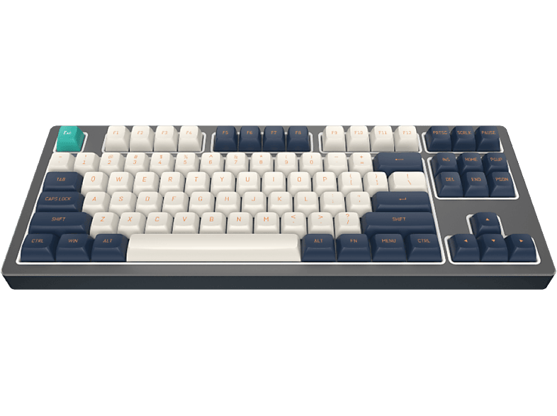 DARK PROJECT KD87B LTD Gaming Gateron - Aluminum Mechanisch Tastatur, Teal (ENG), Black/Grey Cap