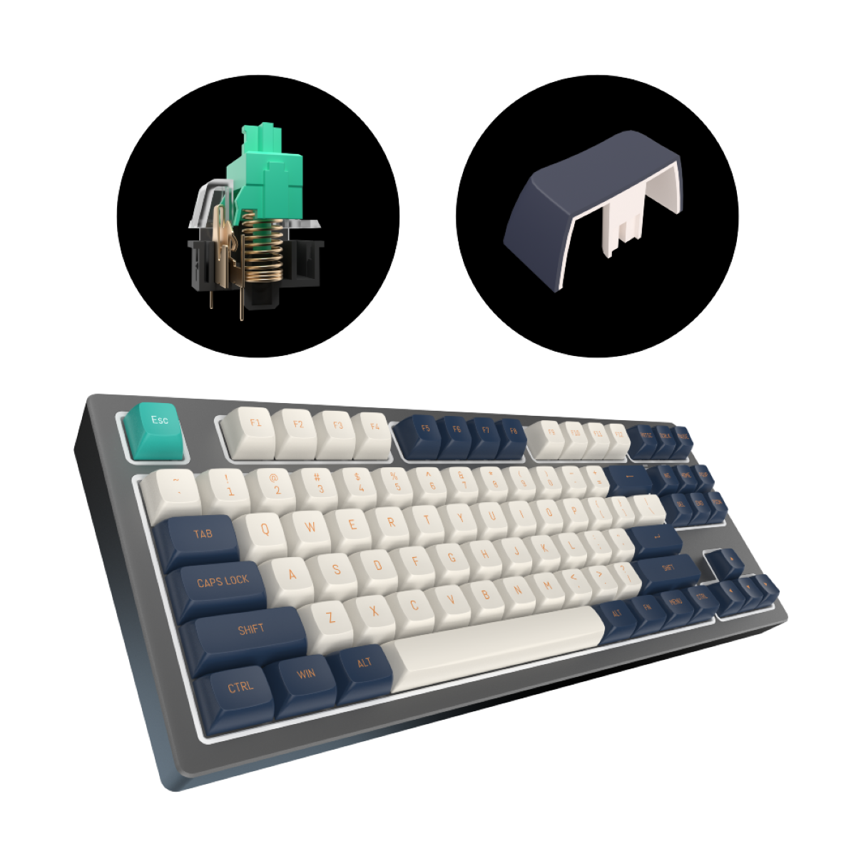 Teal Mechanisch Gateron Gaming LTD (ENG), - Tastatur, Black/Grey DARK KD87B Aluminum PROJECT Cap
