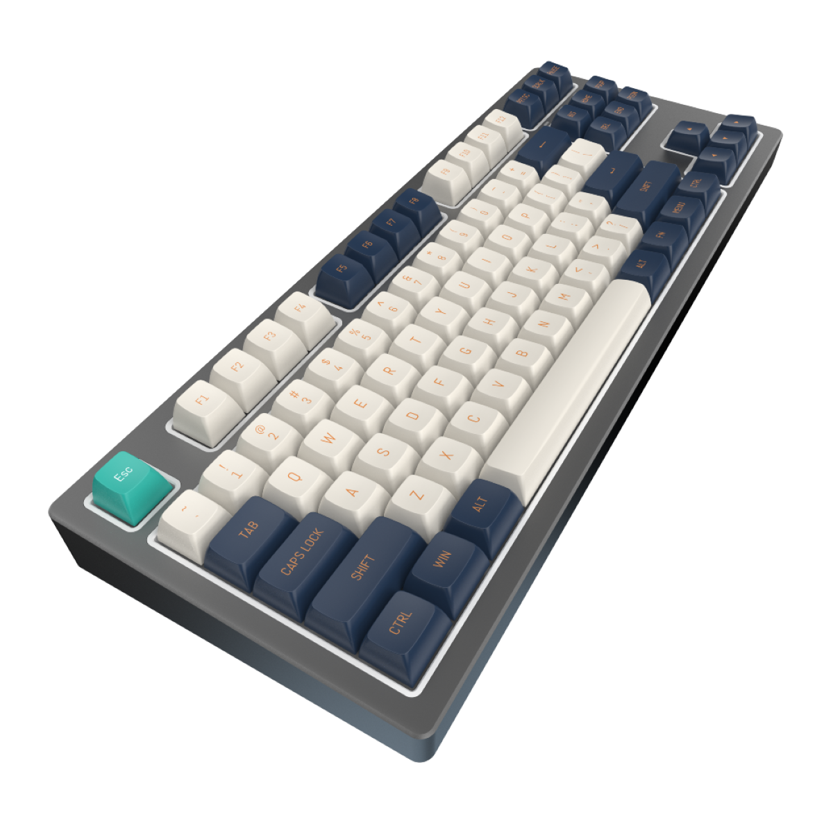 Gaming Black/Grey PROJECT Teal - Tastatur, KD87B Aluminum Cap Gateron (ENG), DARK LTD Mechanisch