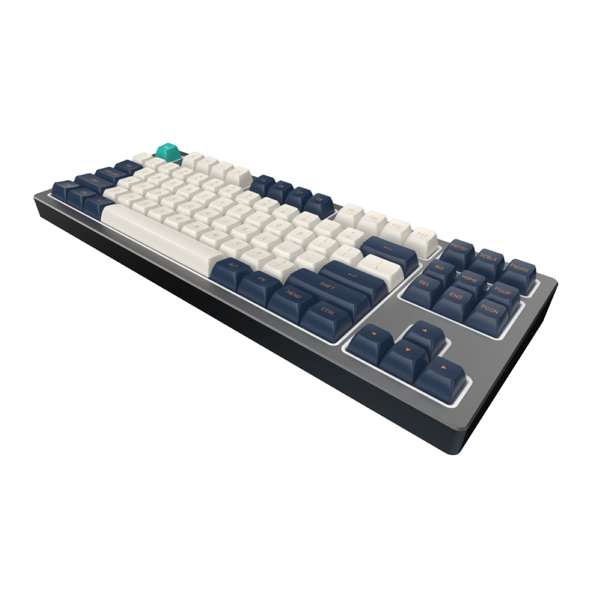 PROJECT Aluminum LTD Black/Grey Gaming KD87B - Gateron Teal Mechanisch DARK Cap Tastatur, (ENG),