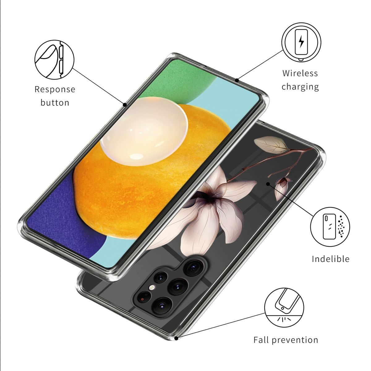 Samsung, & Ultra Backcover, mit Galaxy S23 Motiv Aufdruck Hülle Muster robust, dünn WIGENTO Design Plus Transparent 5G, TPU