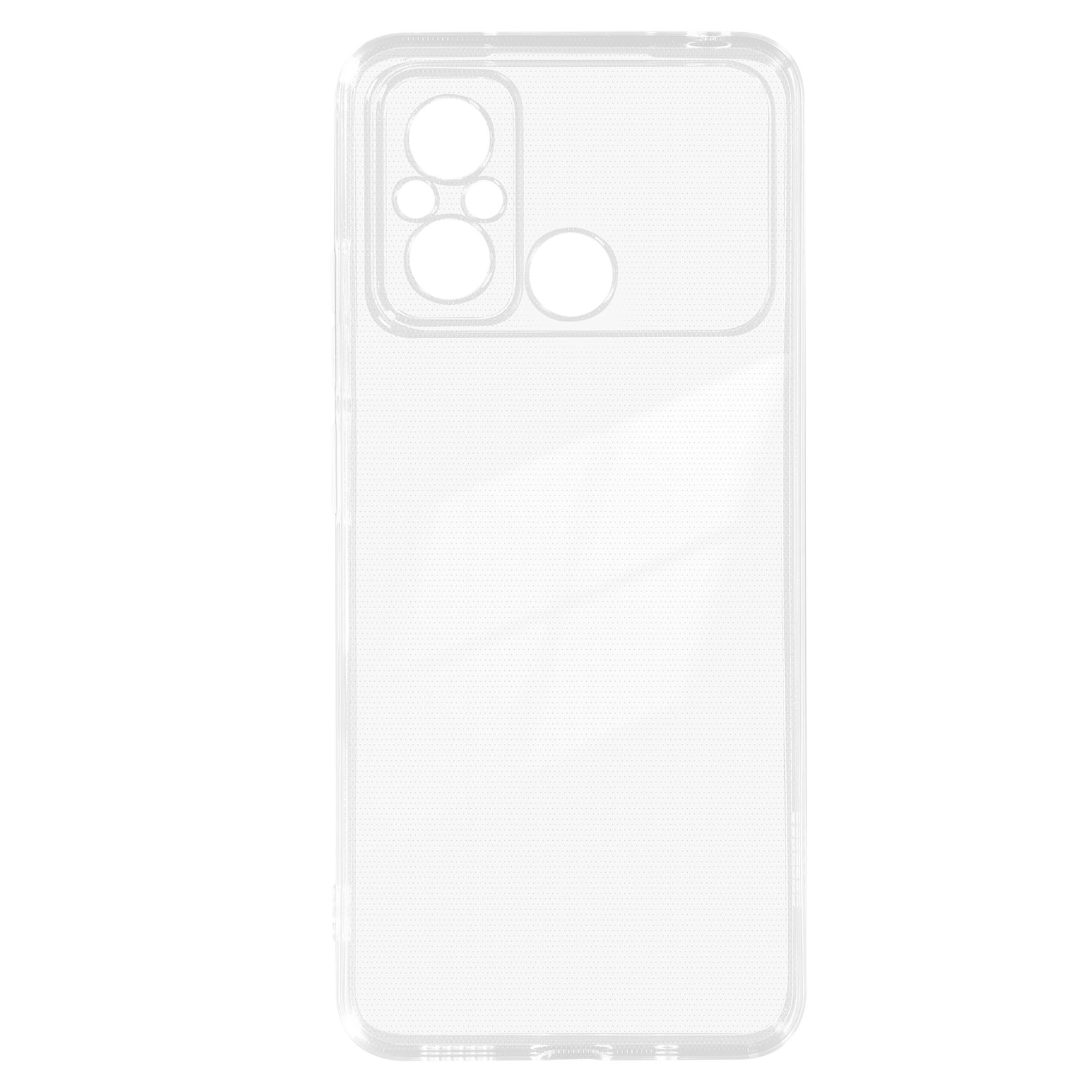 Custodia trasparente per telefono con ritagli per la fotocamera.