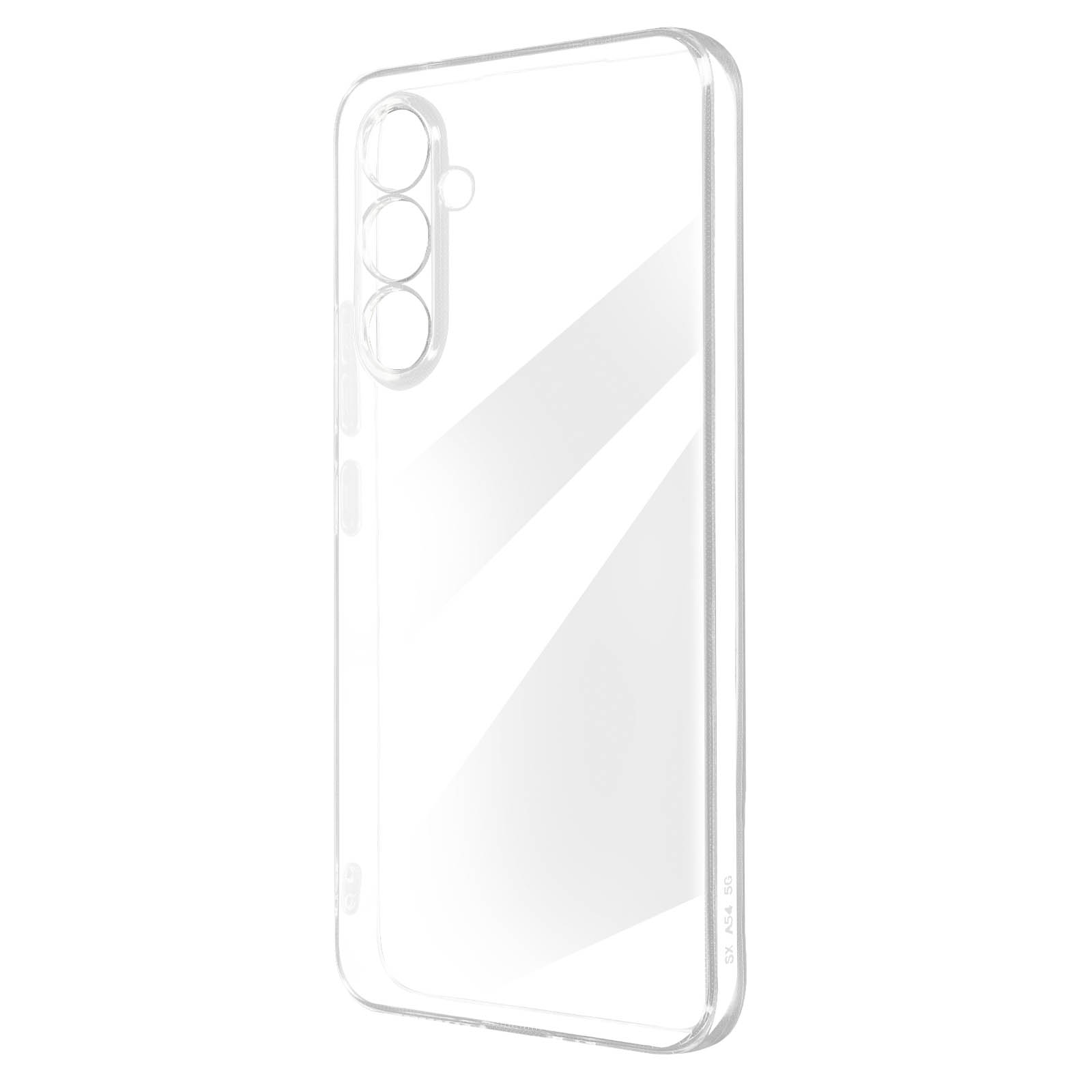 Custodia trasparente per telefono. Plastica trasparente con ritagli per la fotocamera. Design semplice.