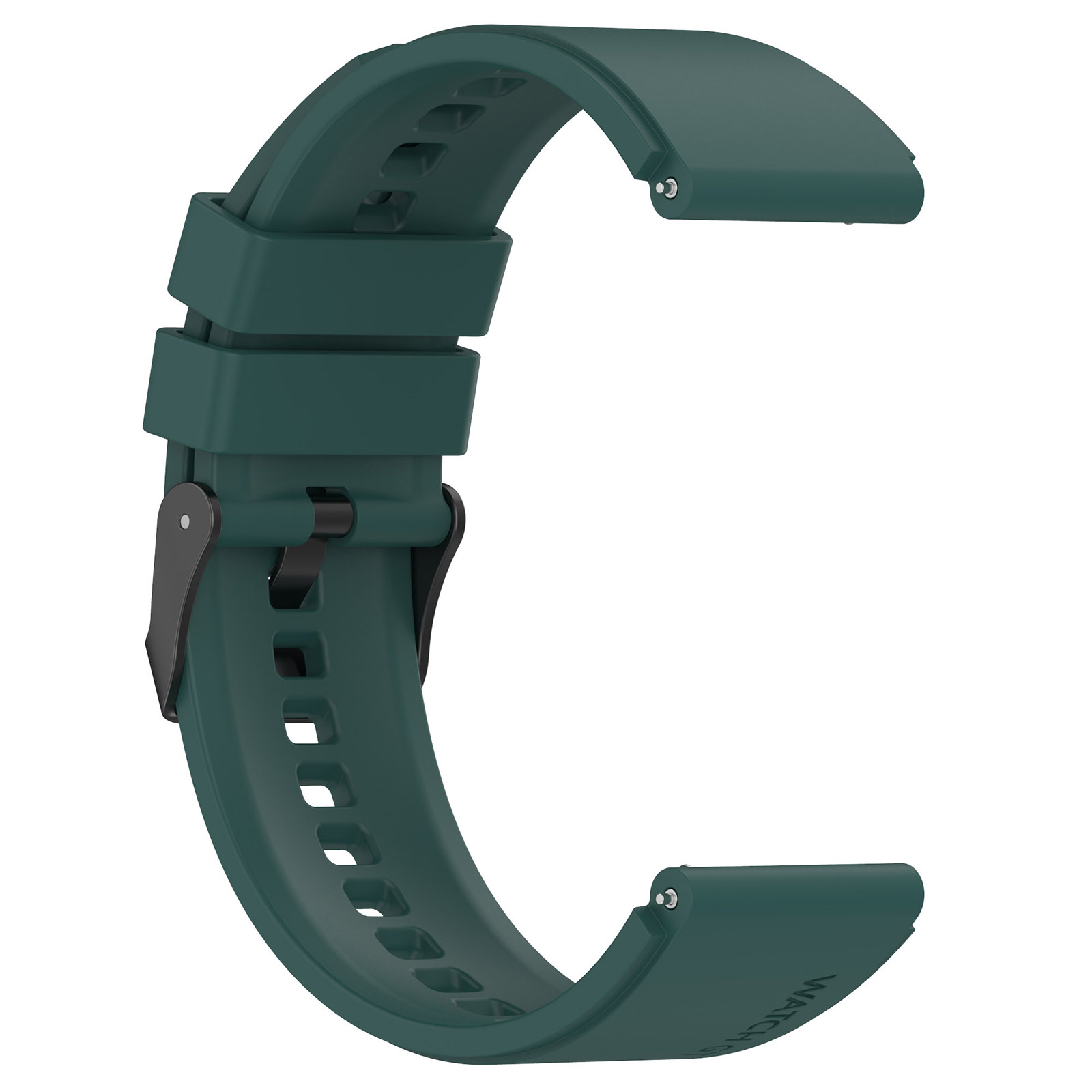 Grünes Uhrenarmband. Verfügt über eine Schnalle und zwei Stifte zur Befestigung.