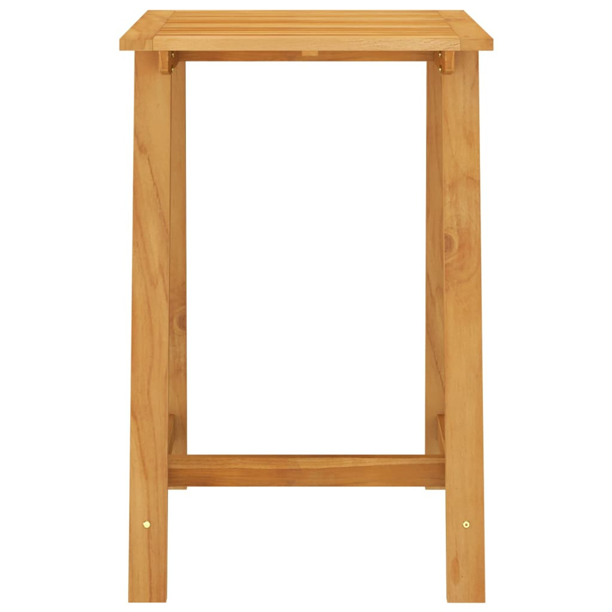 Ein quadratischer Holztisch mit vier Beinen. Die Oberseite ist geriffelt.