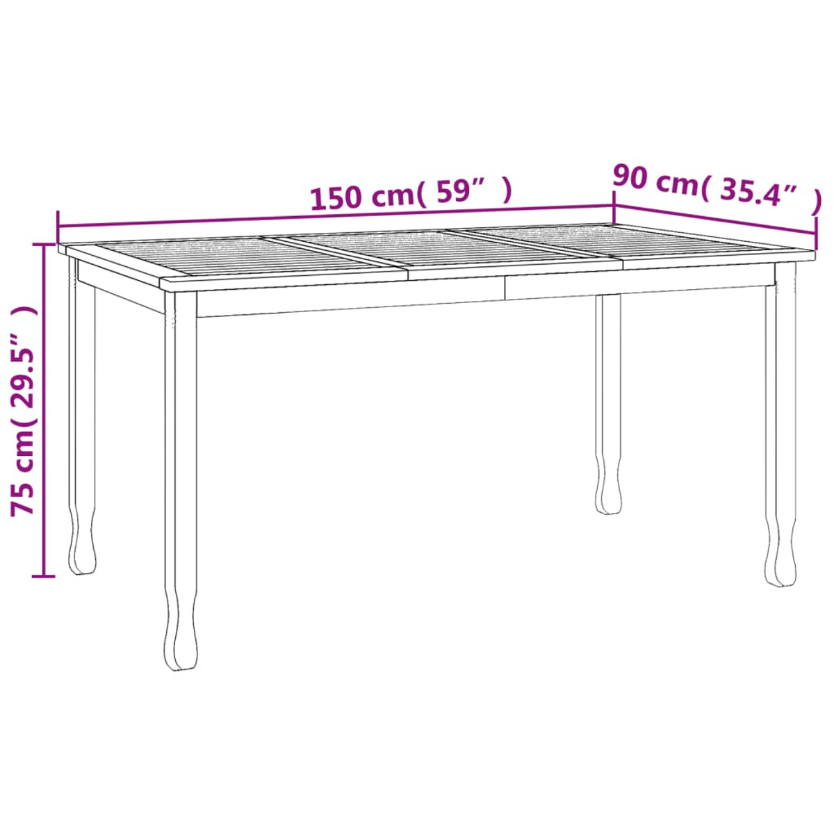 Holz-Naturfarben VIDAXL Gartentisch, 316606