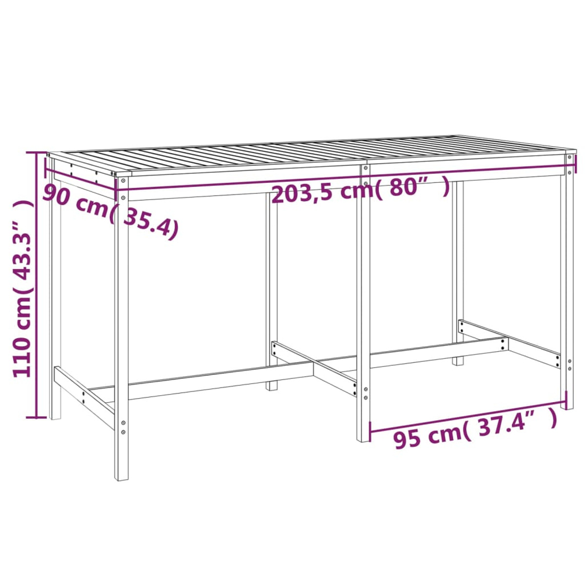 VIDAXL 824105 Gartentisch, Honigbraun