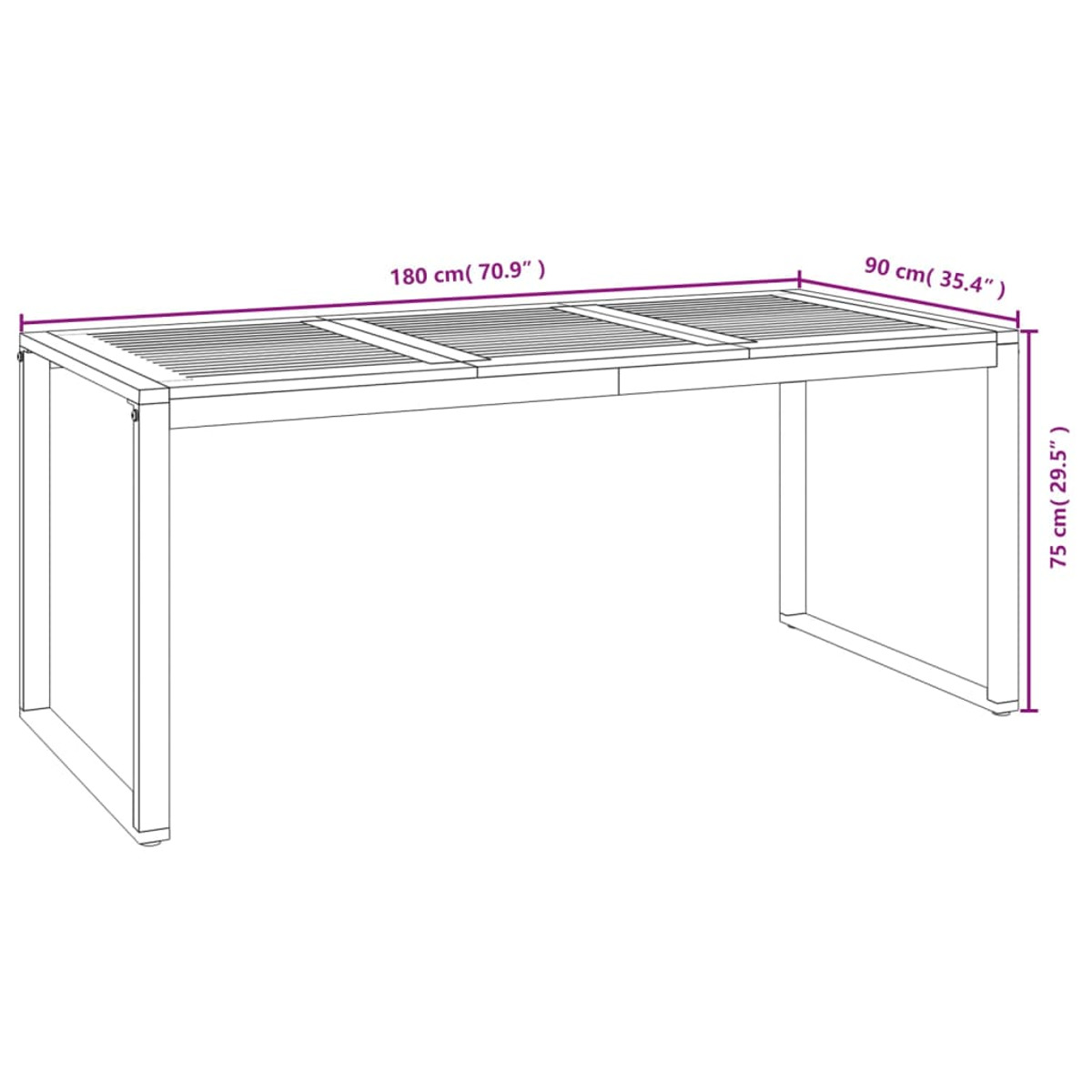 VIDAXL Gartentisch, Holz-Naturfarben 319517