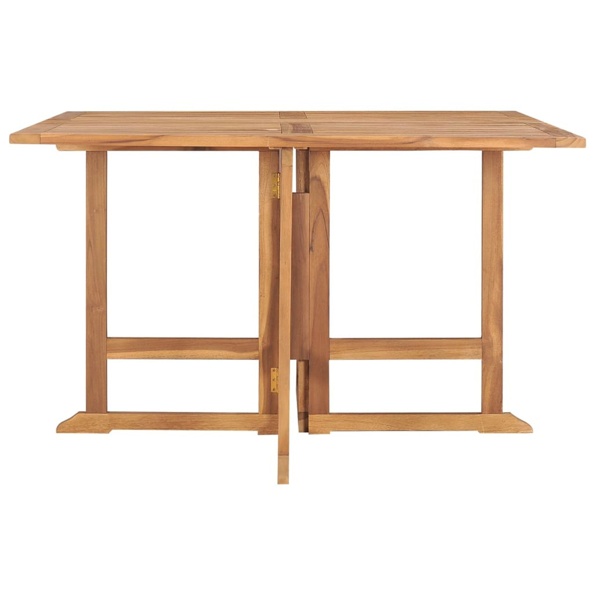 Klapptisch aus Holz, braun, mit rechteckiger Platte und zwei Stützbeinen.