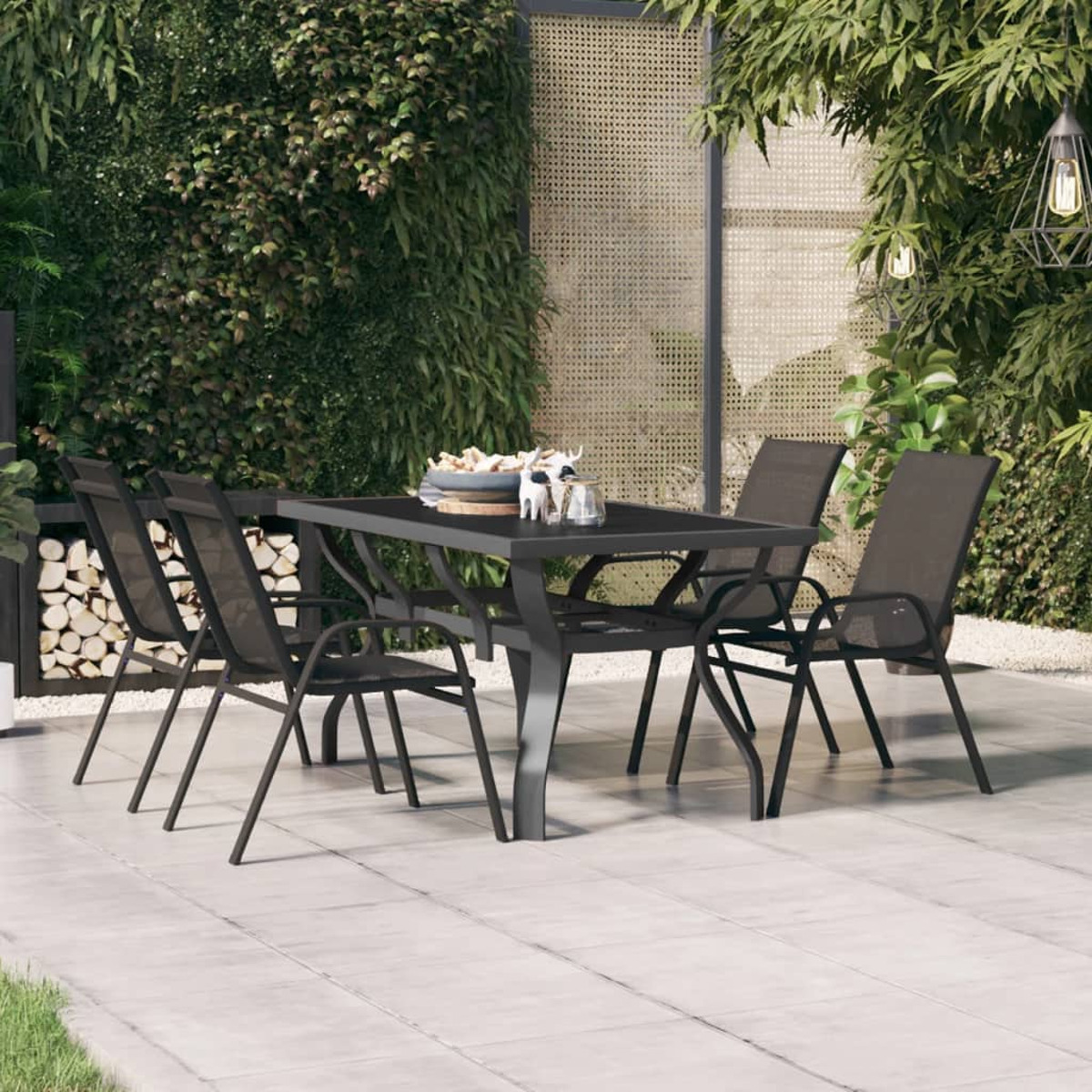 Grau Gartentisch, 318770 VIDAXL Schwarz und