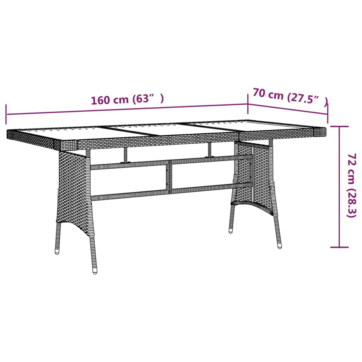 Gartentisch, VIDAXL Schwarz 318694