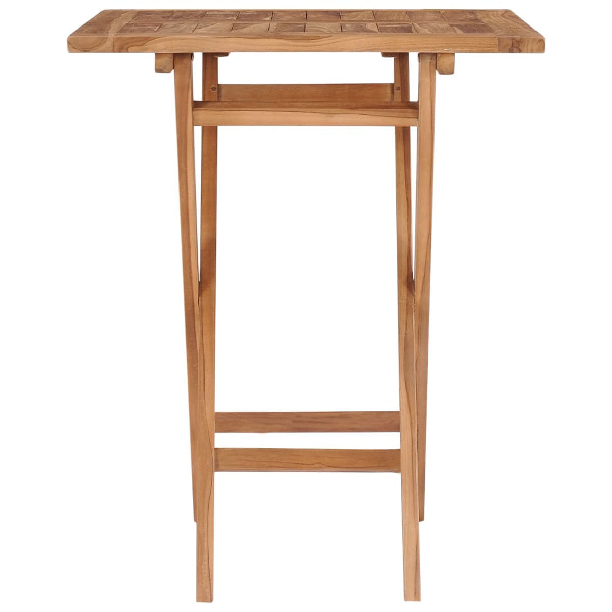 Klapptisch aus Holz mit quadratischer Oberseite und unterem Regal.