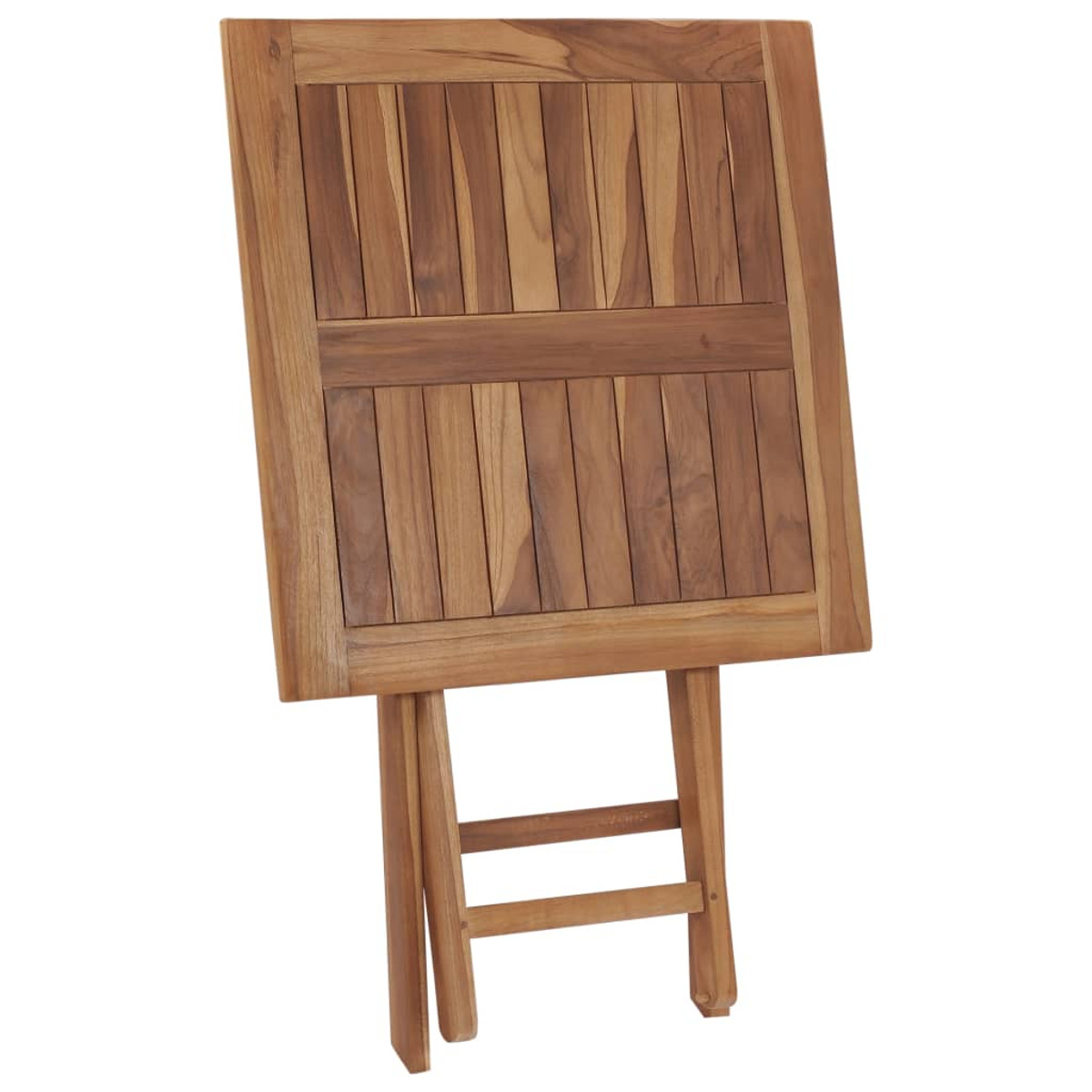 Klapptisch aus Holz. Die Tischplatte ist rechteckig mit vertikalen Brettern.