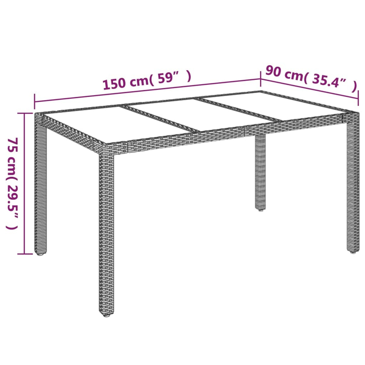 319899 VIDAXL Gartentisch, Schwarz