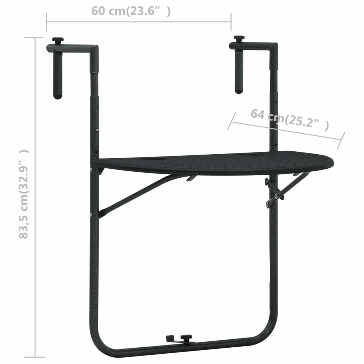 Schwarz 47894 Gartentisch, VIDAXL