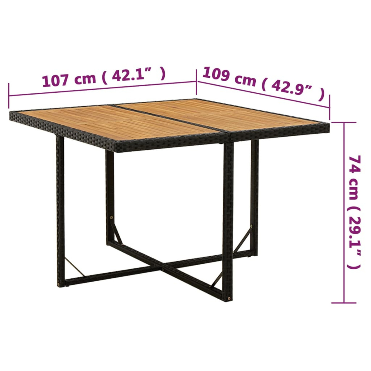 VIDAXL 316790 Gartentisch, Schwarz