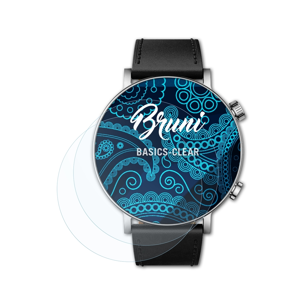 BRUNI 2x Basics-Clear Schutzfolie(für Amazfit Limited GTR Pro 3 Edition)