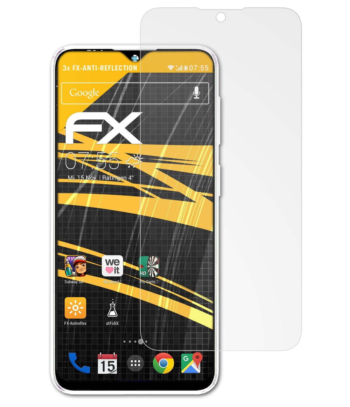 3x FX-Antireflex Note Displayschutz(für 15) ATFOLIX Ulefone