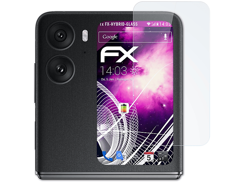 ATFOLIX FX-Hybrid-Glass Schutzglas(für Find N2 (Backcover)) Oppo Flip