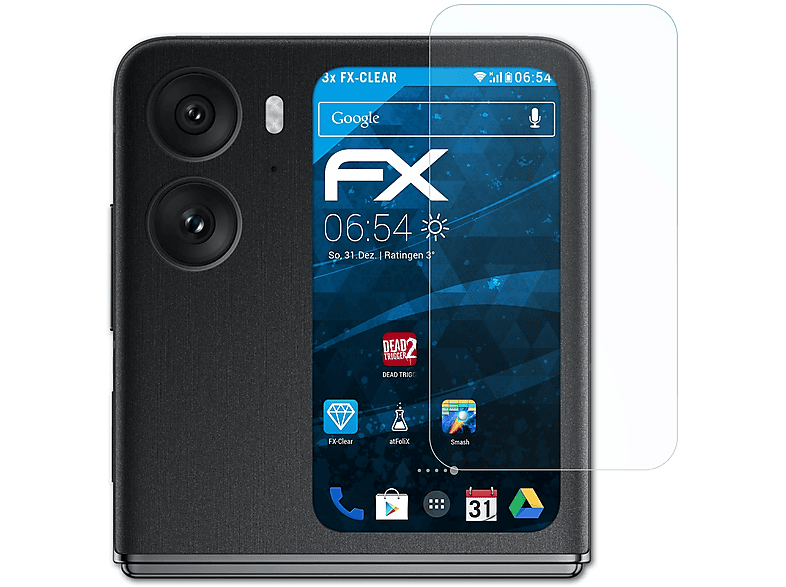 ATFOLIX 3x (Backcover)) Find FX-Clear N2 Displayschutz(für Flip Oppo