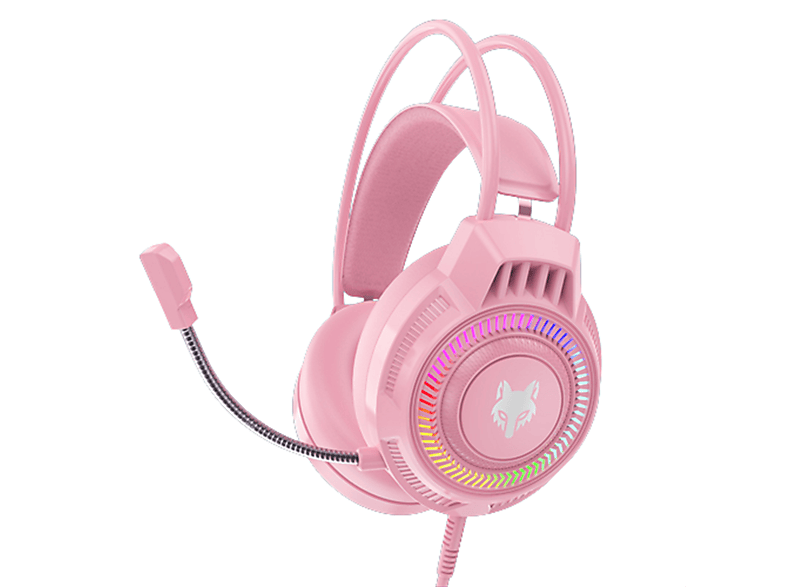 SYNTEK Rosa Over-the-Head Gaming Headset - Buntes Blenden, empfindlich, Over-ear Headset Rosa