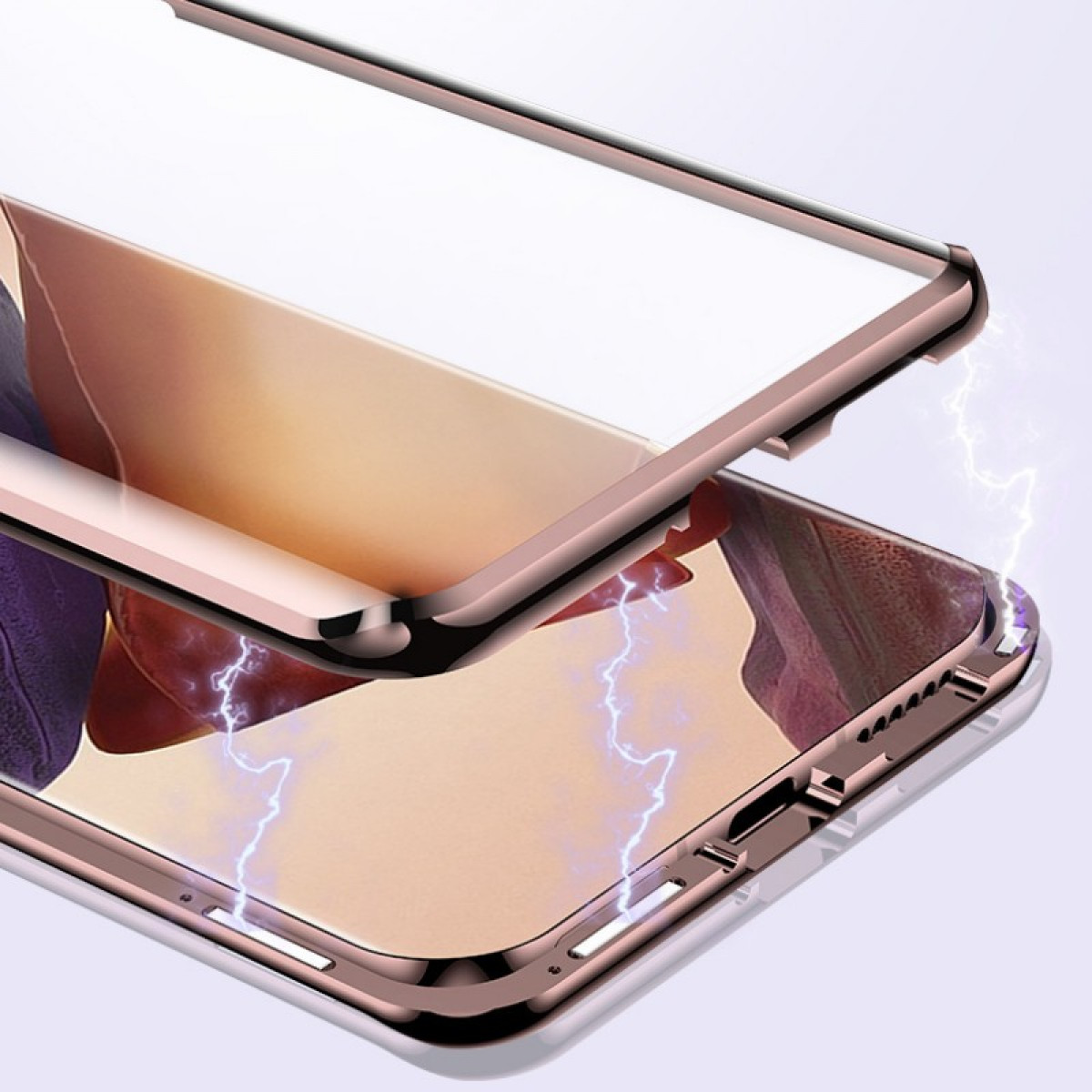 INF Magnetische doppelseitige Handyhülle Ultra, gehärtetem aus Glas, Schwarz S22 Kompakttasche, Samsung