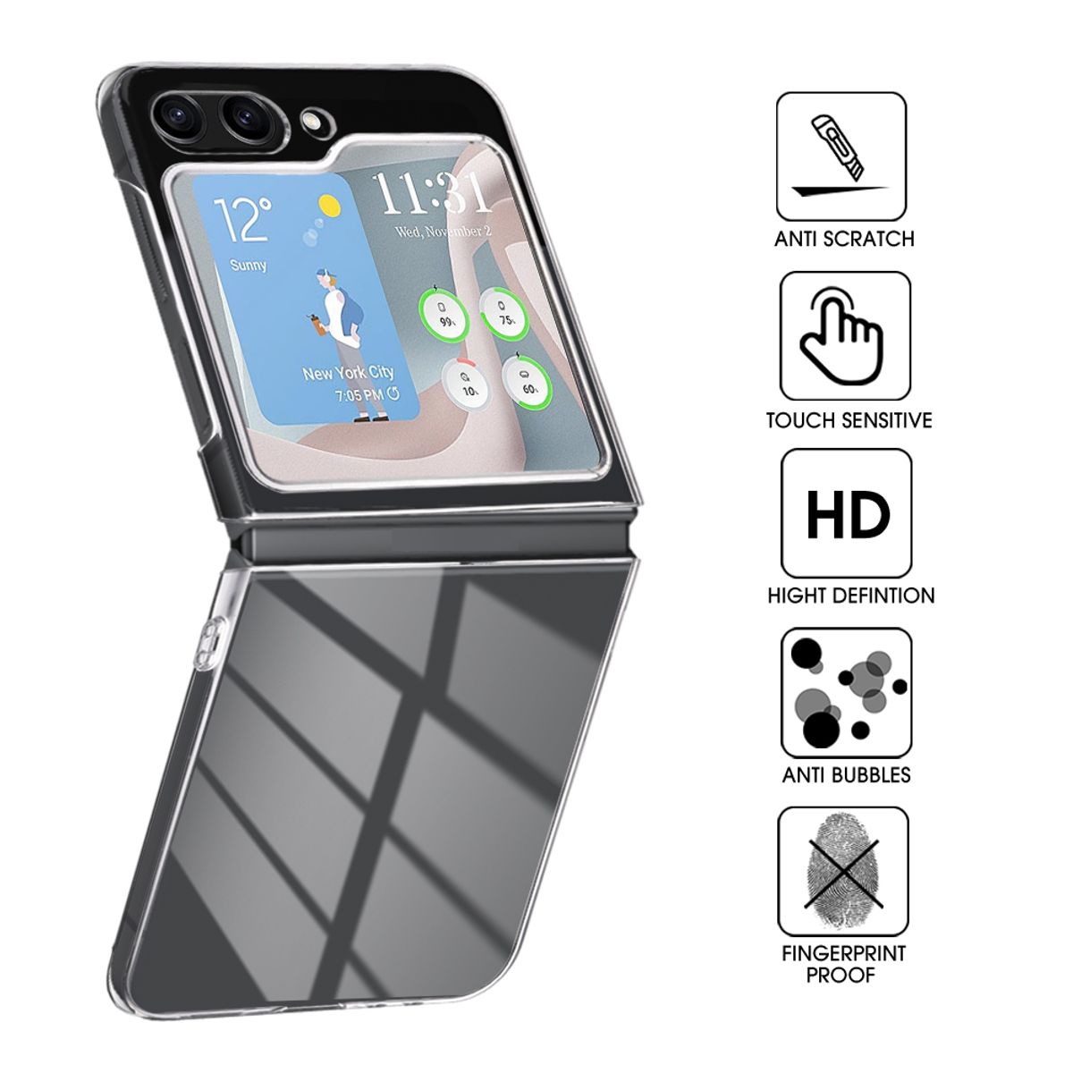 KÖNIG 5G, DESIGN Galaxy Flip5 Z Case, Transparent Backcover, Samsung,
