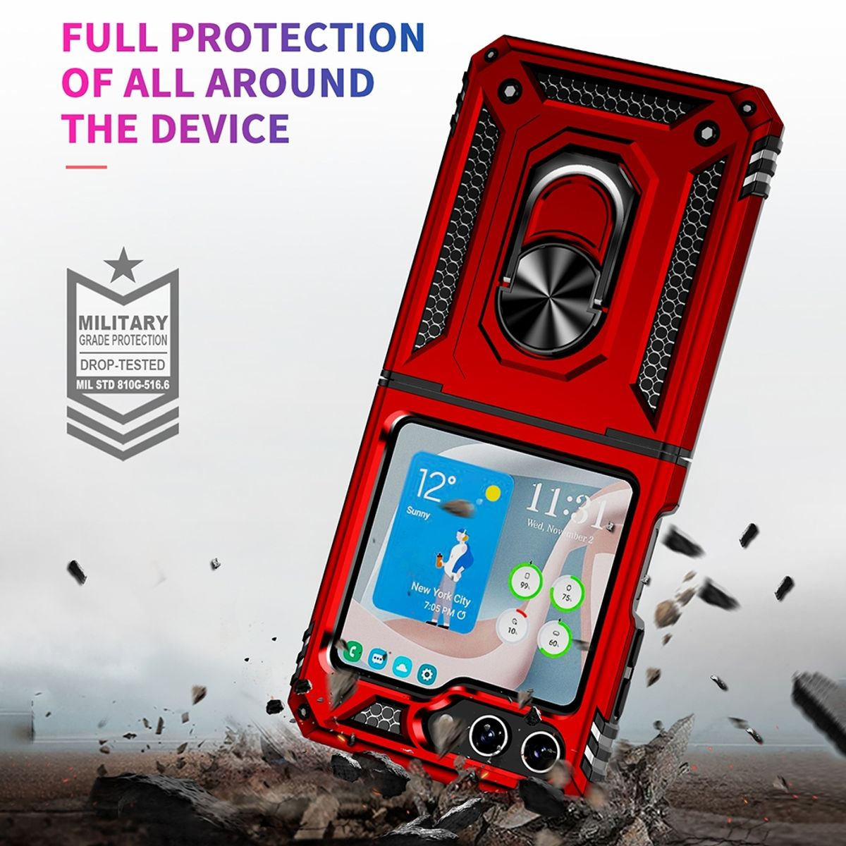 KÖNIG DESIGN Z Flip5 Case, Galaxy Rot 5G, Samsung, Backcover