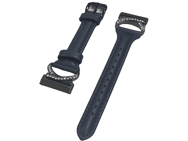 INF Bling-Zirkon-Armband 4, Versa Leder, Ersatzarmband, echtem aus Dunkelblau Fitbit