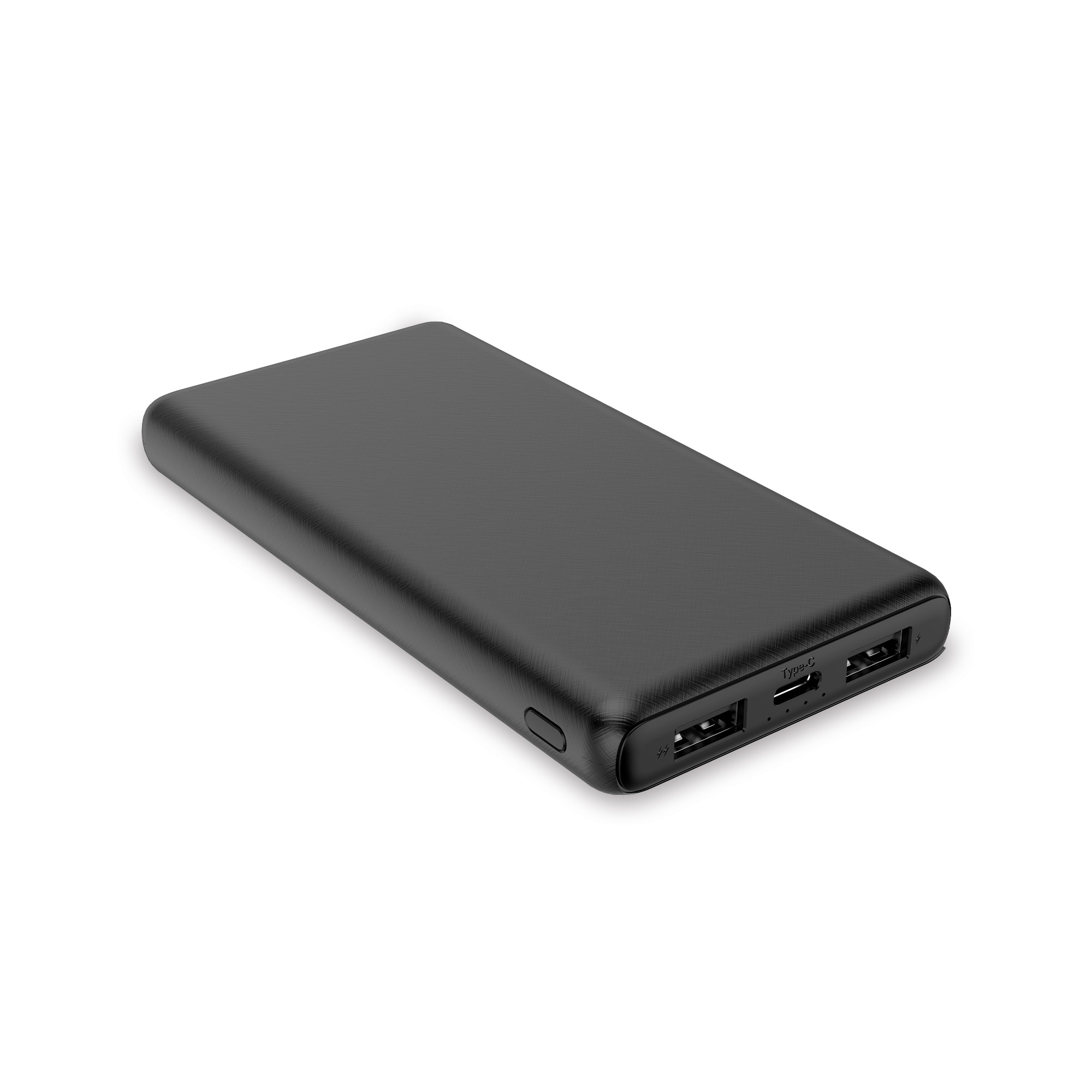 Una chiavetta USB blu e bianca. Ha il logo HP e un portachiavi.