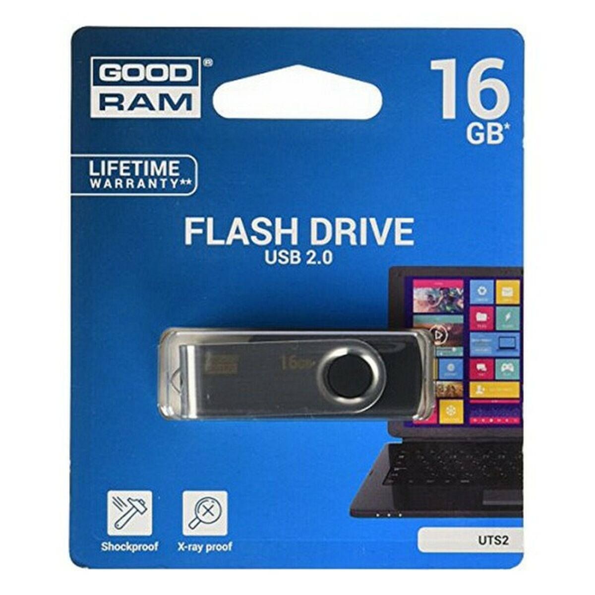 GOODRAM UTS2 USB 2.0 (schwarz, 16GB Black GB) USB 16 Stick