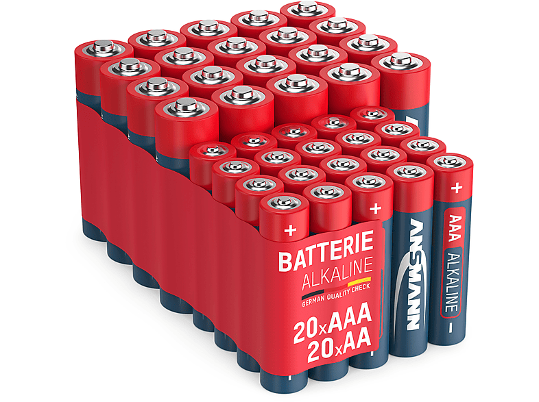 20x Batterie, LR6 Sparpack Mignon AA Volt 20x Micro AA LR03 Mignon AAA Alkaline NiMH (Nickel-Metallhydrid), 1.5 ANSMANN +