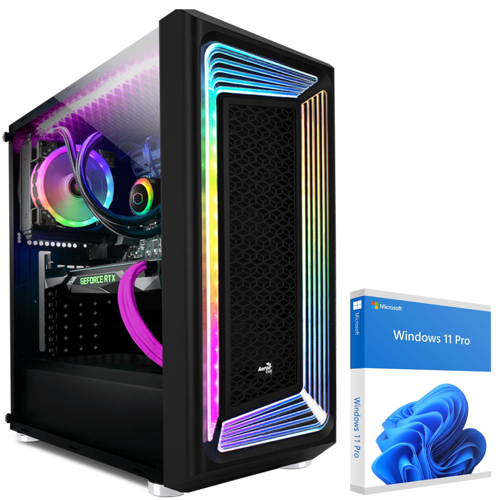 , PC KRAFTPC RTX™ GeForce 2000 AMD 8 7 32 Ryzen7 GB mit Windows GB 1000 AMD Prozessor, GB NVIDIA HDD, 7700X, Gaming GB Pro, Ryzen™ 4060 11 RAM, Ti SSD,