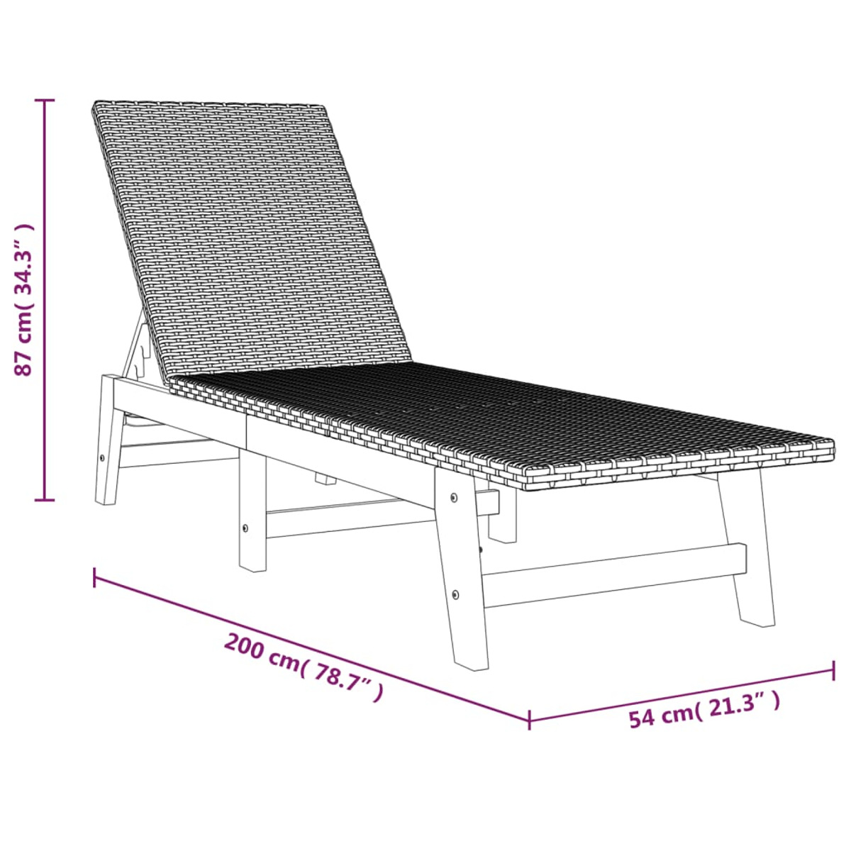 Braun Sonnenbett, VIDAXL und 319726 Schwarz