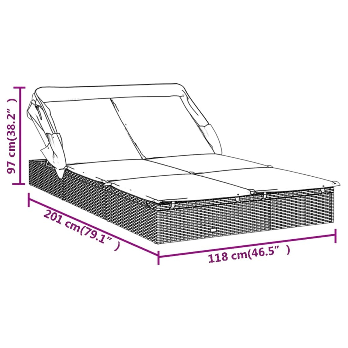 VIDAXL 319650 Schwarz Sonnenbett